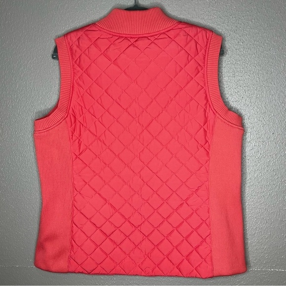 Pendleton Womens Size Large Quilted Puffer Vest Salmon Ribbed Sides Zip Pockets - Picture 7 of 7